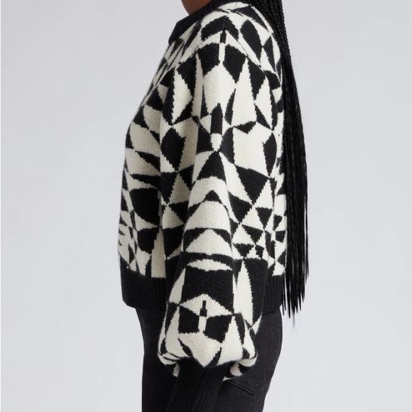 NWT Farm Rio Heart Deco Jacquard Balloon Sleeve Sweater Size L - Picture 8 of 10